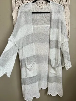 Striped Open Knit Cardigan thumbnail 1