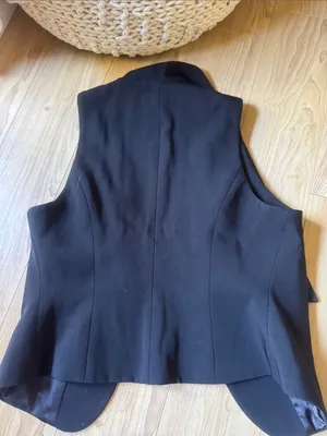 Meshki Black Sleeveless Blazer Vest with Draped Lapel thumbnail 4