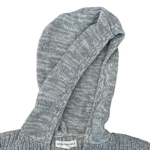 Aeropostale Womens XS Hooded Cropped Sweater Gray Knit V Neck Relaxed Cozy thumbnail 5