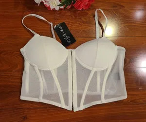 Say What White See Through Mesh Bra Crop Top Size Large thumbnail 1