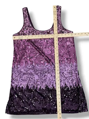 Express Sequin Ombre Mini Tank Dress Purple Pink Large Sleeveless Party Cocktail thumbnail 12