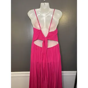 Cupshe Dress Womens Medium Pink Cutout Backless Tie Strap Maxi Sundress Beach thumbnail 6