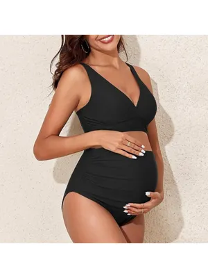 Maternity Swimsuit Bikini High Waisted Pregnancy Bathing Suit Two Piece SMALL thumbnail 3