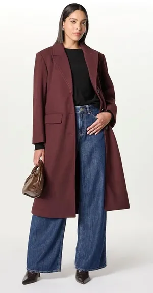 The Drop Liam Oversized Long Wool Blend‎ Coat Decadent Chocolate L thumbnail 1