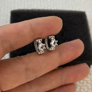 13mm CZ Small Hoop Earrings for Men Women Hip Hop Punk Streetwear Unisex Earring thumbnail 5
