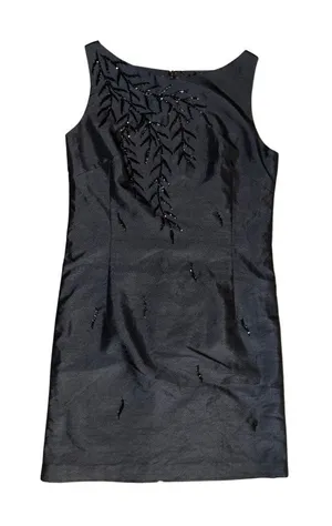 Women Black Evening Sequin sleeveless high round collar dress Prom Wedding Party thumbnail 1