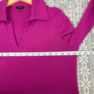 Talbots Ribbed Johnny Collar Sweatshirt Wild‎ Aster Medium Casual Minimalist thumbnail 9