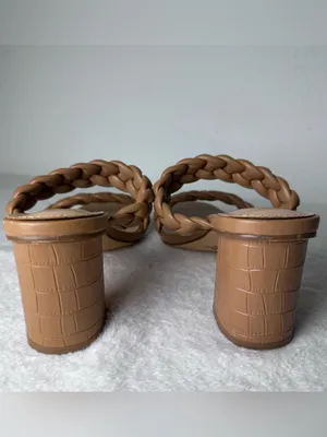 Sincerly Jules Braided Brown Block Heel Mule Slides in Size 7.5 thumbnail 4