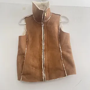 Michael Kors Faux Suede Sherpa Vest Camel Brown Petite Small P/S bohemian thumbnail 3