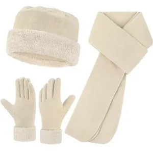 Loritta Womens Set Size L Beige Beanie Hat Scarf Warm Gloves Winter Accessories thumbnail 1