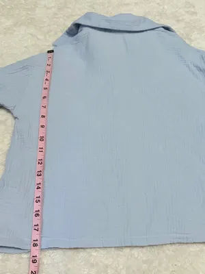 Shein medium Women's Light Blue Gauze Short-Sleeve Top & Shorts Set thumbnail 7