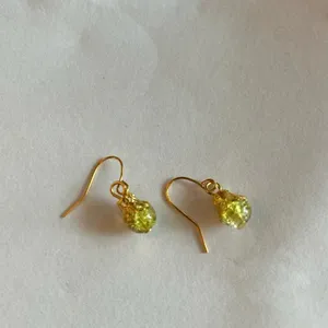 3/$20 Green and White Dual Crystal Ornate Gold Plated Dangling Drop Earrings thumbnail 2