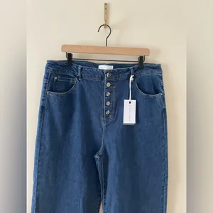 RISEN Jeans High Rise Wide Leg Button Fly Dark Wash Denim Size 2X 18 / 20 NWT thumbnail 6