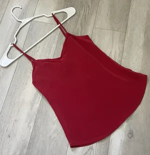Reformation Silk Cami Tank Top v neck womens Red (xsmall) minimalist going out thumbnail 1