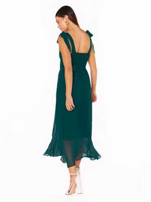 Claire Midi Dress Show Me Your Mumu Emerald Chiffon Wedding guest bridesmaid thumbnail 4