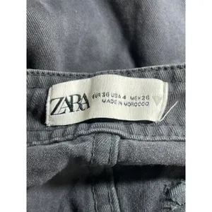 Zara Women's Black High Waisted Wide Leg Utility Cargo Trousers Pants Size 4 thumbnail 6