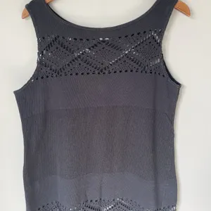 J. Valdi Vintage Boho Crochet Knit Maxi Dress Black Made in USA Size Large thumbnail 3