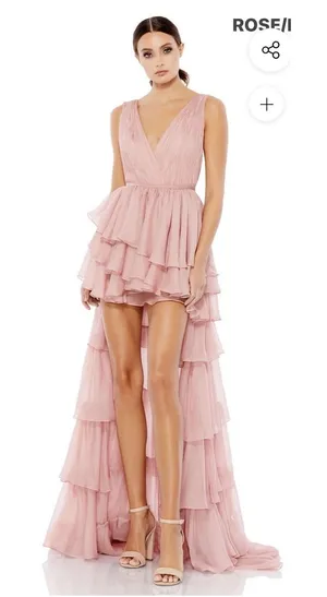 MAC DUGGAL 55320 DRESS Size 4 Rose Pink Ruffle‎ Pleated Train thumbnail 1