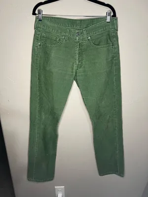 Levis Vintage‎ Y2K Green Corduroy Straight-Leg Button Fly Pants thumbnail 2