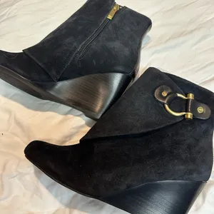Black Suede Ankle Boots Size 7.5 thumbnail 1