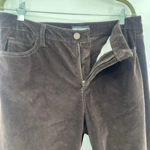 Karl Lagerfeld Corduroy Pants Sz 10 Chocolate Quiet Luxury Preppy Fall Heritage thumbnail 5