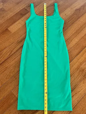 Zara Green Square-Neck Midi Bodycon Tank Dress New Without Tags thumbnail 5