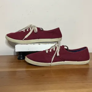 Burgundy Canvas Low Top Lace Up Sneakers WMUB4520001 Maroon USA 9 thumbnail 2