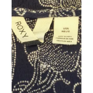 Roxy Navy Blue White Floral Paisley Tie Front Mini Dress Large Short Sleeve thumbnail 7