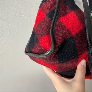 Ralph Lauren Vintage 1990s Wool and Leather Square Buffalo‎ Plaid Shoulder Bag thumbnail 4