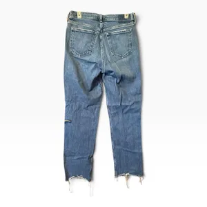 Abercrombie & Fitch Curve Love 90s Straight Mid Rise Jeans 28/6 Blue Distressed thumbnail 3