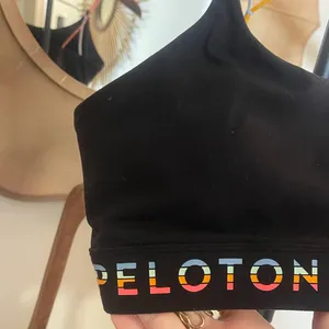 Peloton Women’s Black Logo Sports Bra with Colorful Criss Cross Straps Active thumbnail 2