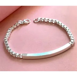 Solid Box Chain Bracelet | 925 Sterling‎ Silver thumbnail 4