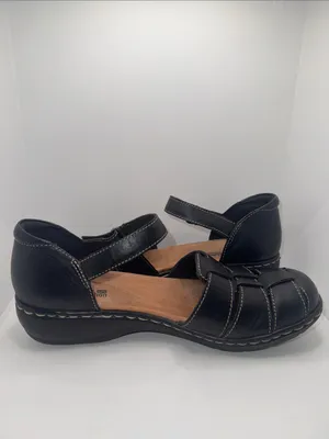 CLARKS Leisa Wave Fisherman Sandal Flats Black Leather Women’s 7 thumbnail 6
