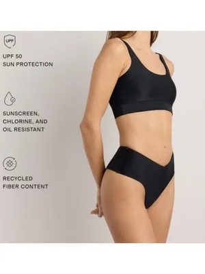 NWT Quince Italian V-Cut High-Rise Bikini Bottom in Black - Size: Small thumbnail 5