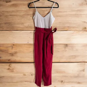 Windsor Womens Jumpsuit Sz XS Sealed With Style White Red Romper‎ Sleeveless thumbnail 4