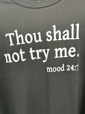 Women’s Medium “Thou Shall Not Try Me” Black Short Sleeve T-shirt • BNIB thumbnail 7