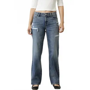 Pacsun Jordyn Low Rise Straight Leg Jeans Ripped Dark Blue Wash NWT Cassie Sz 27 thumbnail 2
