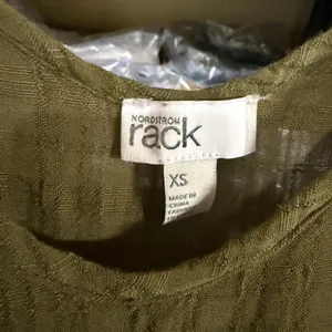 Nordstrom Rack‎ XS Olive Green Textured Handkerchief Hem Spaghetti Strap Dress thumbnail 4