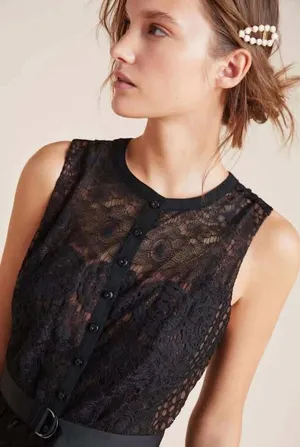 Byron Lars Anthropologie Gisella Lace Floral Appliquè Sheath Dress Sz 4 thumbnail 4