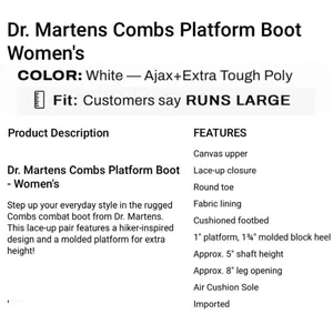 DR. MARTENS Combs Platform Boots in White Ajax+Extra Tough Poly Lace Up Boots 8 thumbnail 16