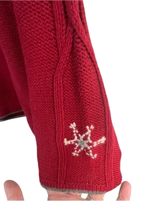 Woolrich Red Lambswool Christmas Pullover Sweater With Embroidered Snowflake thumbnail 5