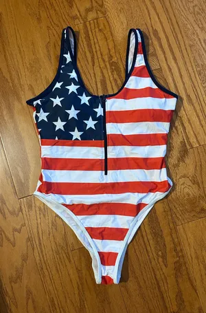 American Flag Swimsuit One Piece thumbnail 1