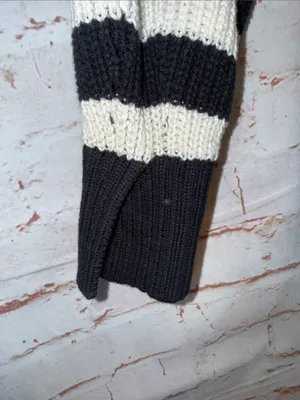 Aerie Black White Striped Crewneck Sweater chunky oversized xs pullover cotton thumbnail 5