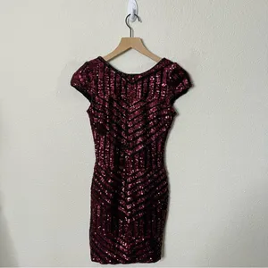 Dress‎ The Population Tabitha Pink Mini Dress Bodycon Sequin Women’s Size S thumbnail 3
