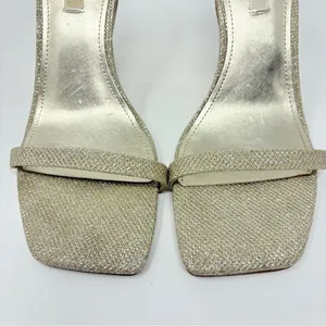 Nine West Shiny Ankle Strap Sandals Heels Silver Glitter Women’s Size 7.5 M thumbnail 4