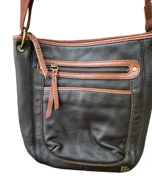 The Sak espresso brown leather crossbody. thumbnail 1