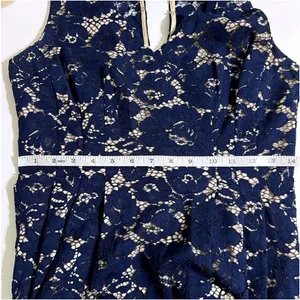 Vince Camuto Navy Blue Floral Lace V Neck Fit & Flare Cocktail Dress Size 4 thumbnail 8