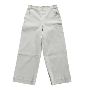 Spanx‎ Stretch Twill Wide Leg Crop Pants Soft Sage Beige 20312R Womens Large L thumbnail 3