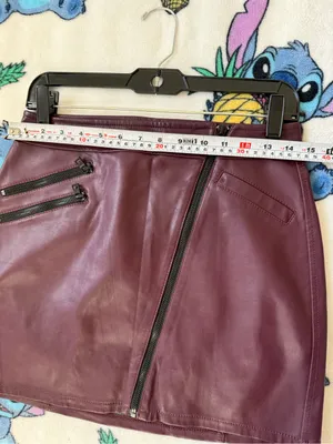 Express Size 4 Burgundy Faux Leather Moto Mini Skirt Asymmetrical Zip Y2K Grunge thumbnail 6