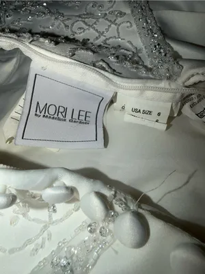 Beautiful Vintage 90s Mori Lee Strapless Satin Wedding Gown thumbnail 8